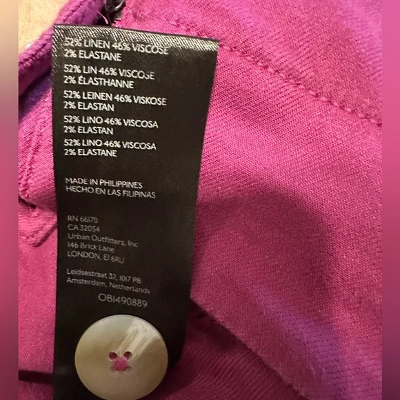 Sz 8 EUC Maeve Magenta Linen Colette Wide Leg Pants Anthropologie - Picture 8 of 14